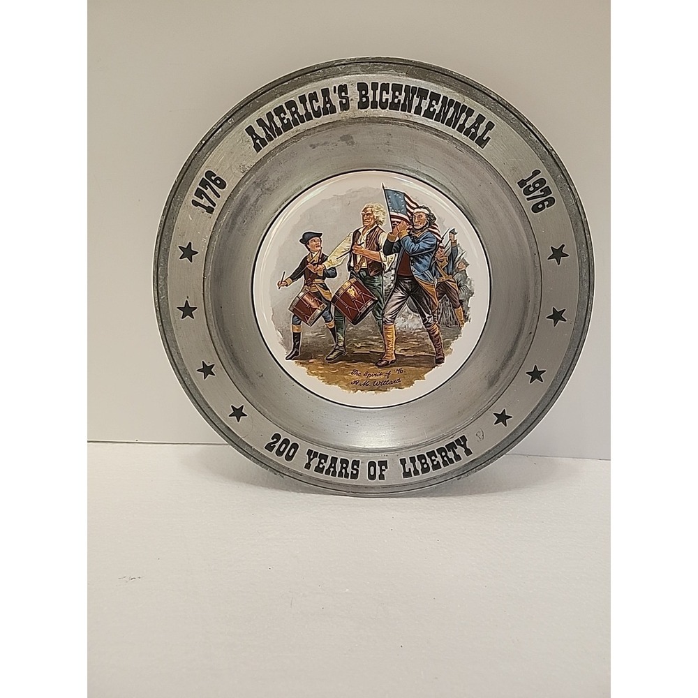 Americana Art China Co Vintage‎ America's Bicentennial 1776 Porcelain&Pewter